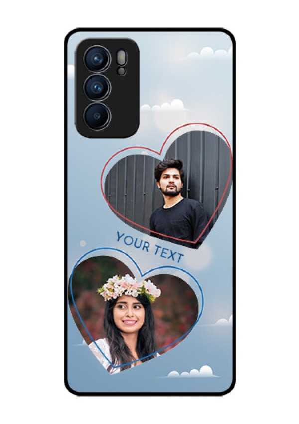 Reno 6 5G Custom Glass Mobile Case - Blue Color Couple Design 