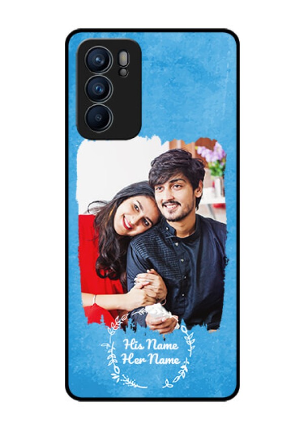 Oppo Reno 6 5G Custom Glass Phone Case - Blue Color Vintage Design