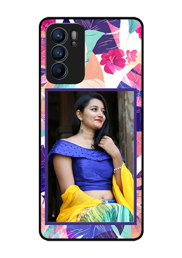 Reno 6 5G Custom Glass Mobile Case - Abstract Floral Design