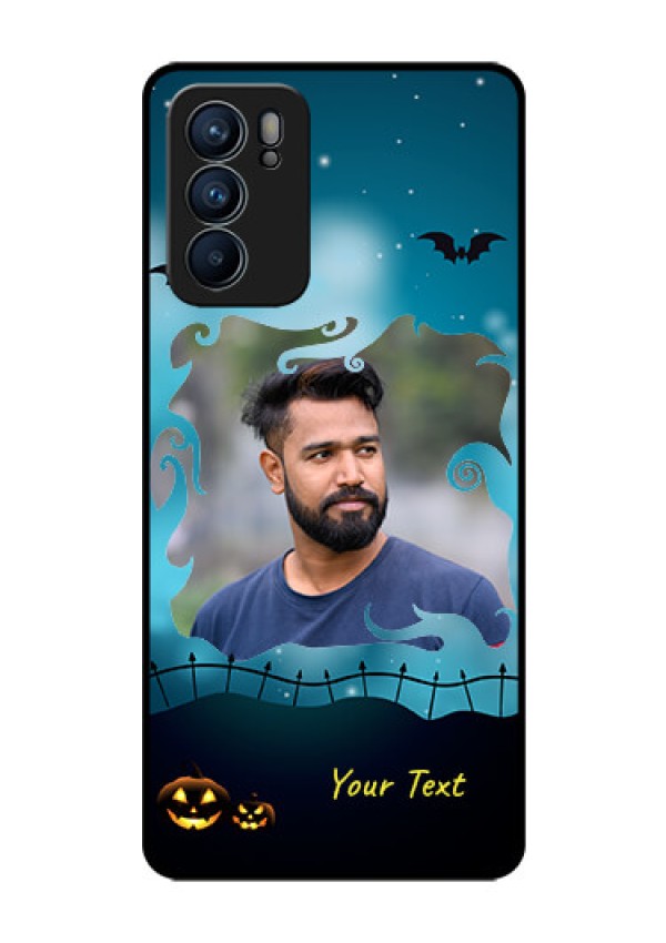 Reno 6 5G Custom Glass Phone Case - Halloween frame design