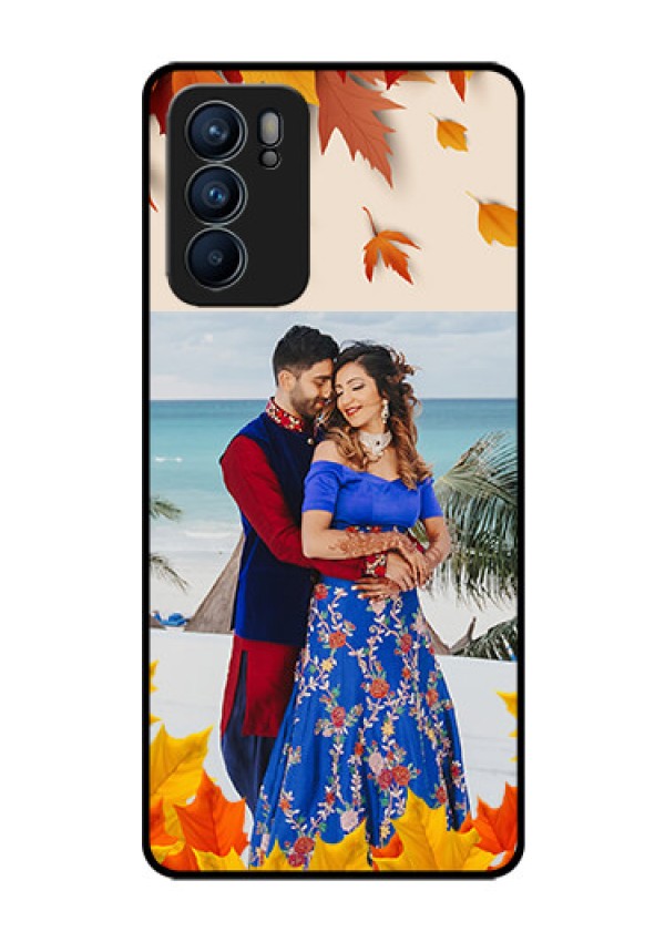 Reno 6 5G Photo Printing on Glass Case - Autumn Maple Leaves Design