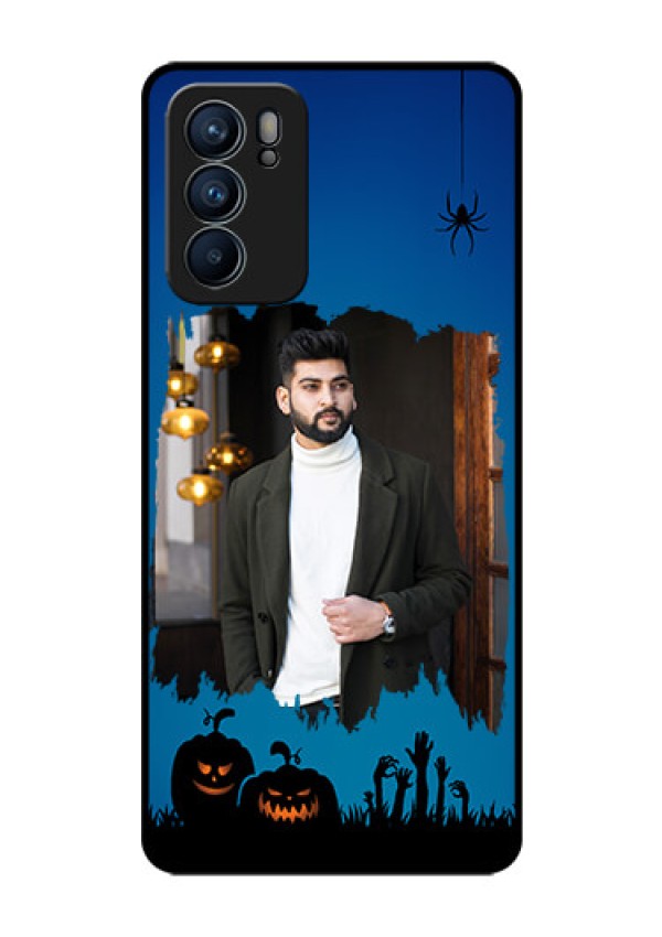 Reno 6 5G Photo Printing on Glass Case - with pro Halloween design 