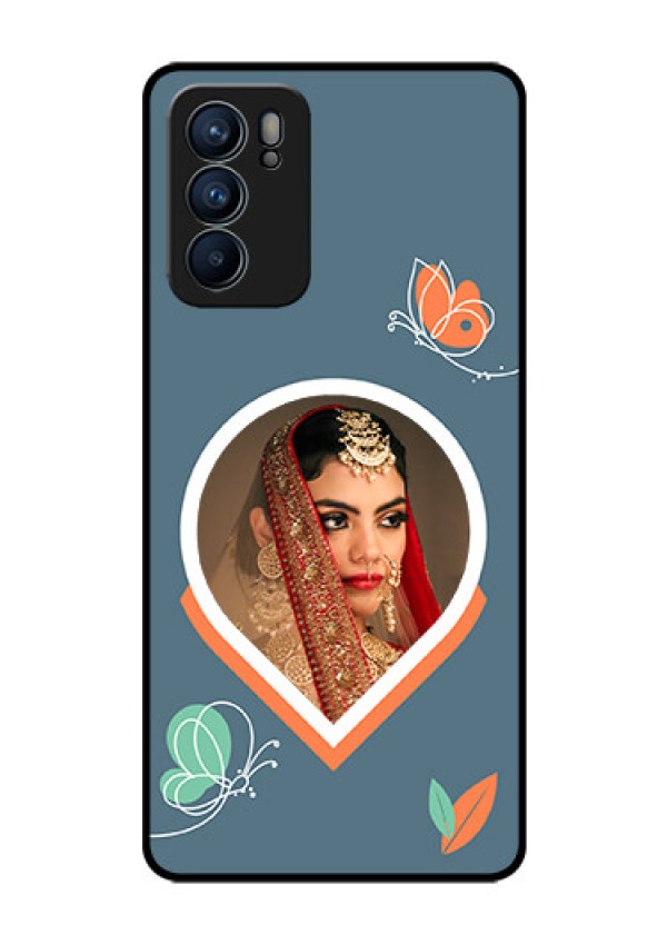 Oppo Reno 6 5G Custom Glass Mobile Case - Droplet Butterflies Design