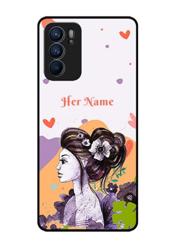 Oppo Reno 6 5G Personalized Glass Phone Case - Woman And Nature Design