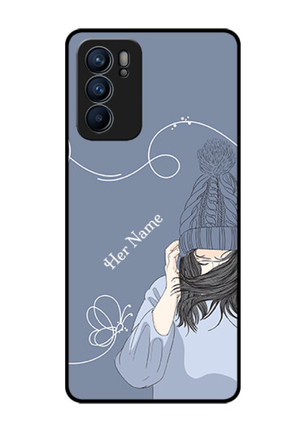 Oppo Reno 6 5G Custom Glass Mobile Case - Girl in winter outfit Design