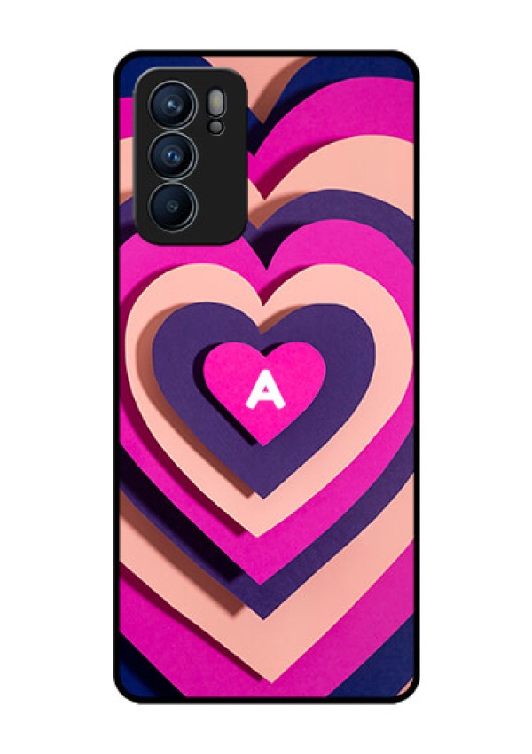Oppo Reno 6 5G Custom Glass Mobile Case - Cute Heart Pattern Design