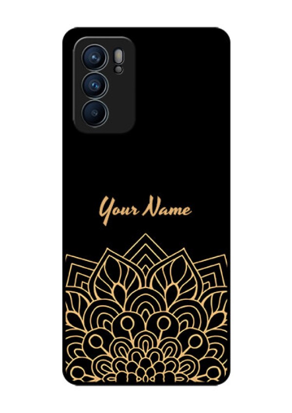 Oppo Reno 6 5G Custom Glass Phone Case - Golden mandala Design
