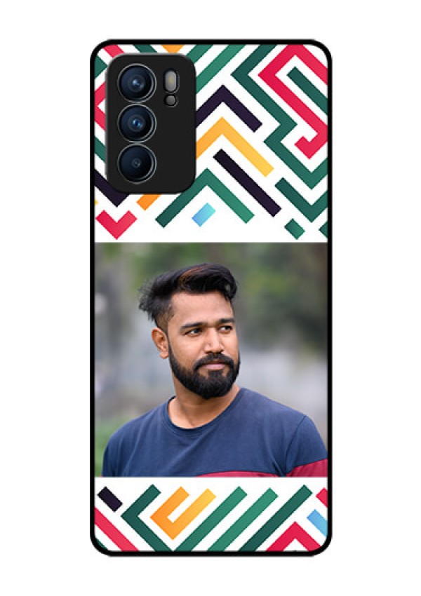 Oppo Reno 6 5G Personalized Glass Phone Case - Colorful Maze Pattern Design