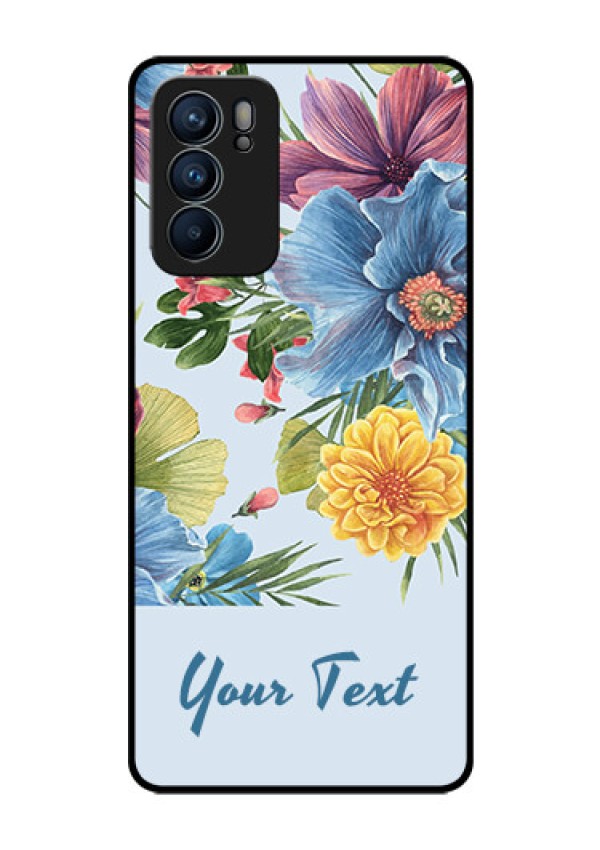Oppo Reno 6 5G Custom Glass Mobile Case - Stunning Watercolored Flowers Painting Design