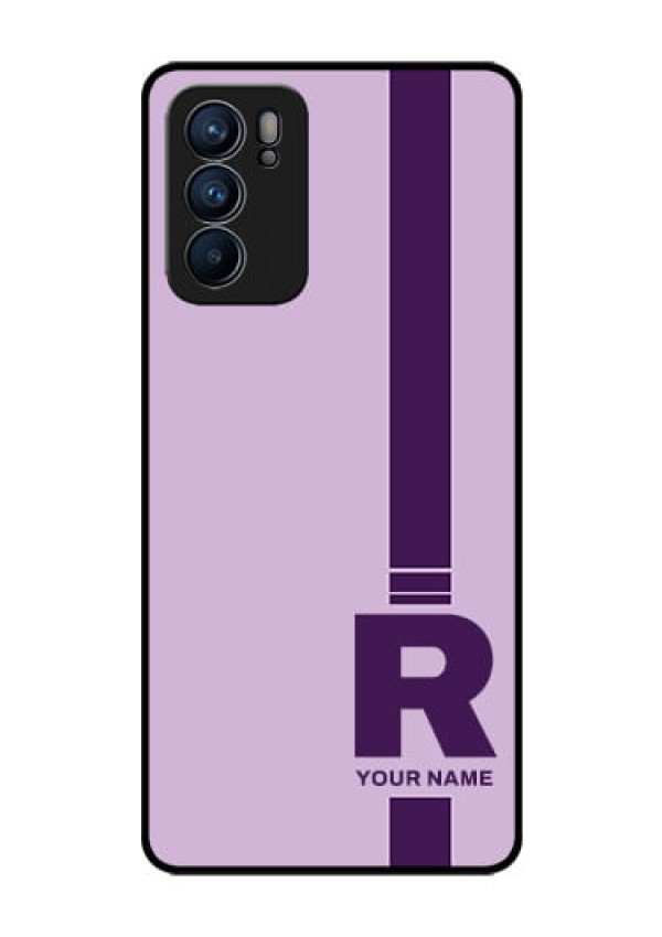 Oppo Reno 6 5G Photo Printing on Glass Case - Simple dual tone stripe with name Design