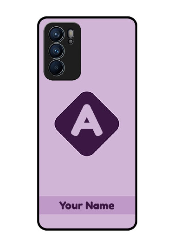 Oppo Reno 6 5G Custom Glass Mobile Case - Custom Letter in curved badge Design
