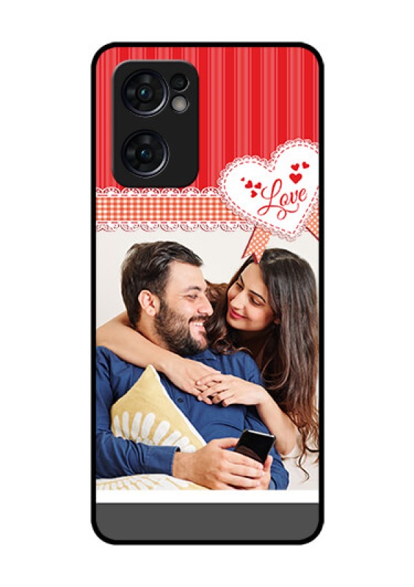 Reno 7 5G Custom Glass Mobile Case - Red Love Pattern Design