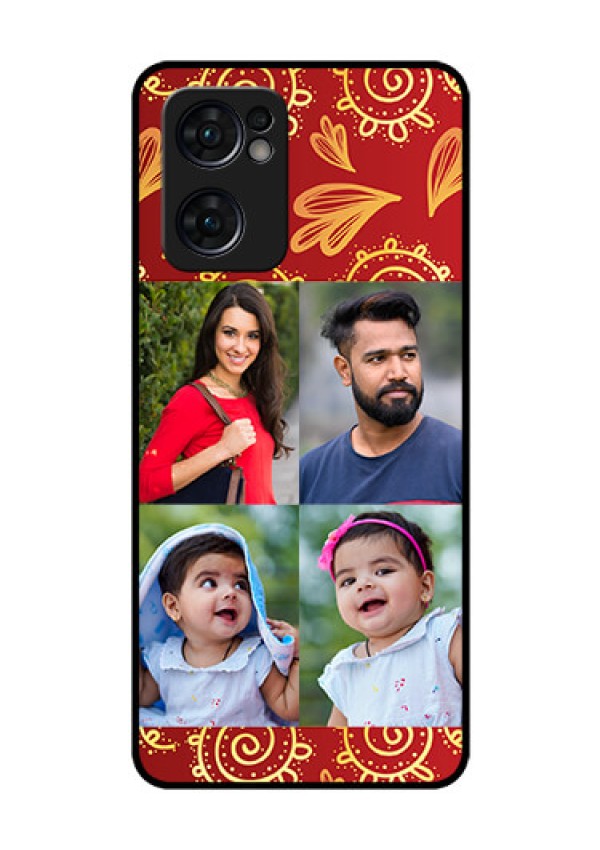 Reno 7 5G Photo Printing on Glass Case - 4 Image Traditional Design