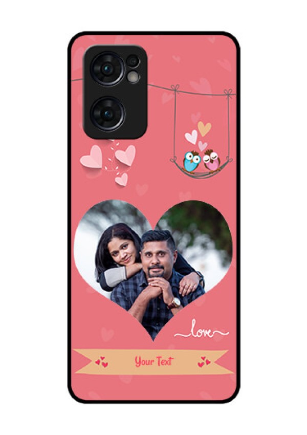 Reno 7 5G Personalized Glass Phone Case - Peach Color Love Design