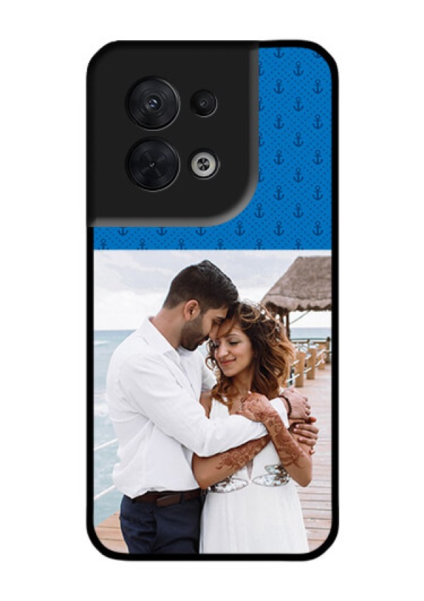Oppo Reno 8 5G Photo Printing on Glass Case - Blue Anchors Design