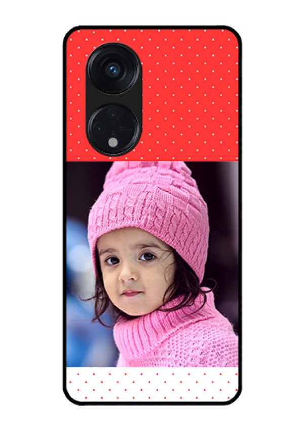 Oppo Reno 8T 5G Photo Printing on Glass Case - Red Pattern Design
