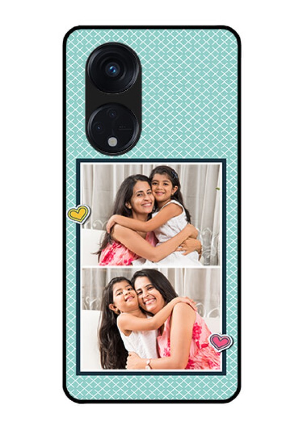 Oppo Reno 8T 5G Custom Glass Phone Case - 2 Image Holder with Pattern Design