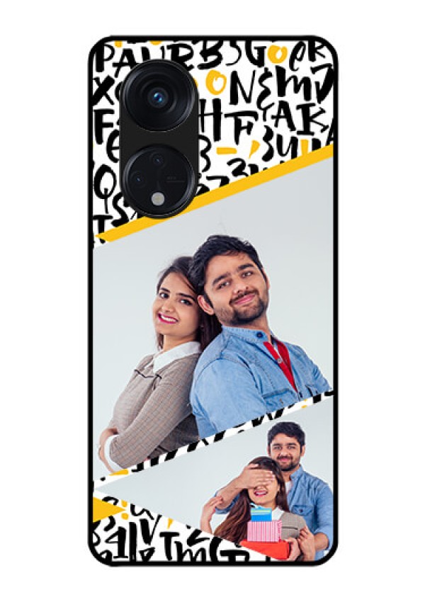 Oppo Reno 8T 5G Custom Glass Mobile Case - Letters Pattern Design