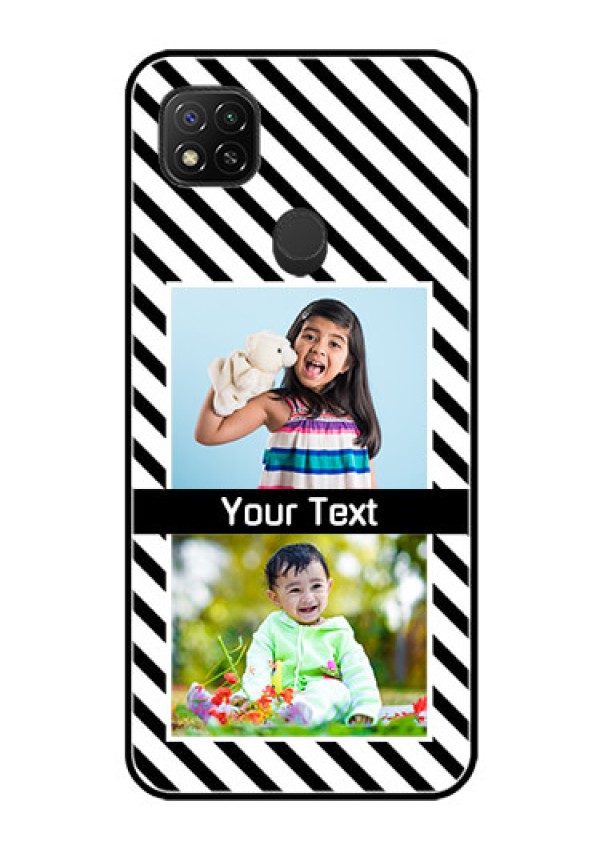 Poco C31 Photo Printing on Glass Case - Black And White Stripes Design