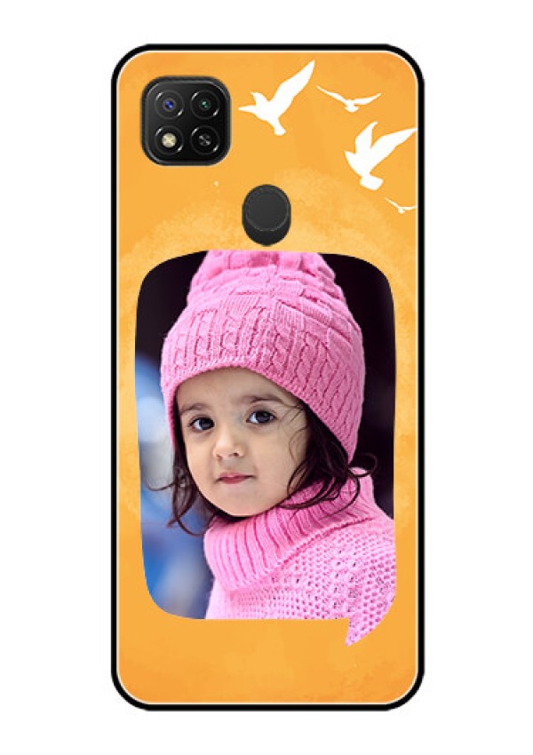 Poco C31 Personalized Glass Phone Case - Water Color Design with Bird Icons