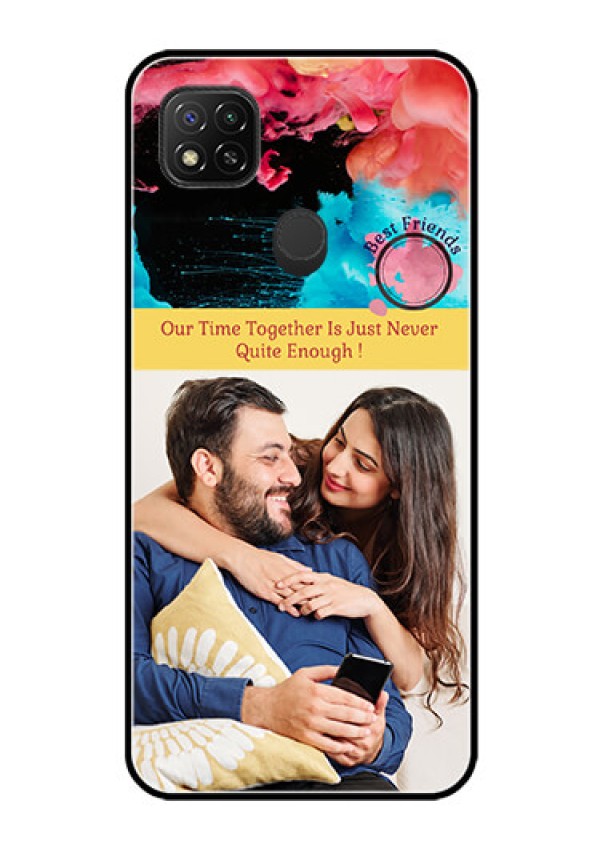 Poco C31 Custom Glass Mobile Case - Quote with Acrylic Painting Design