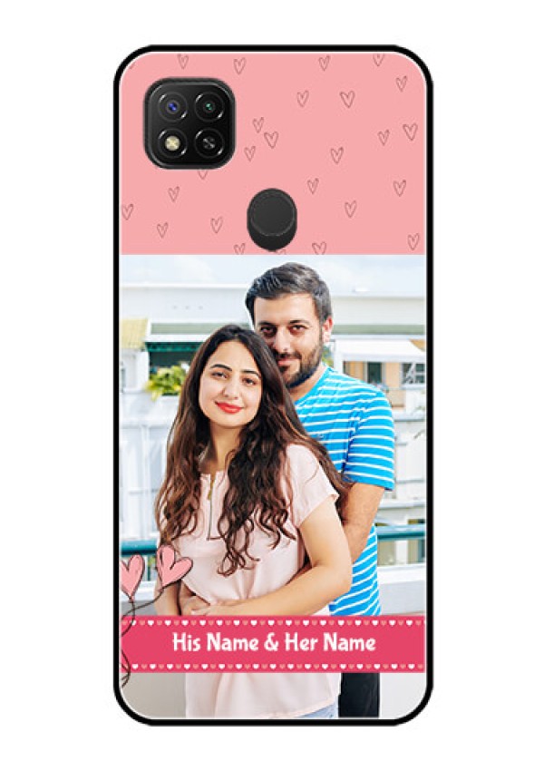 Poco C31 Personalized Glass Phone Case - Love Design Peach Color