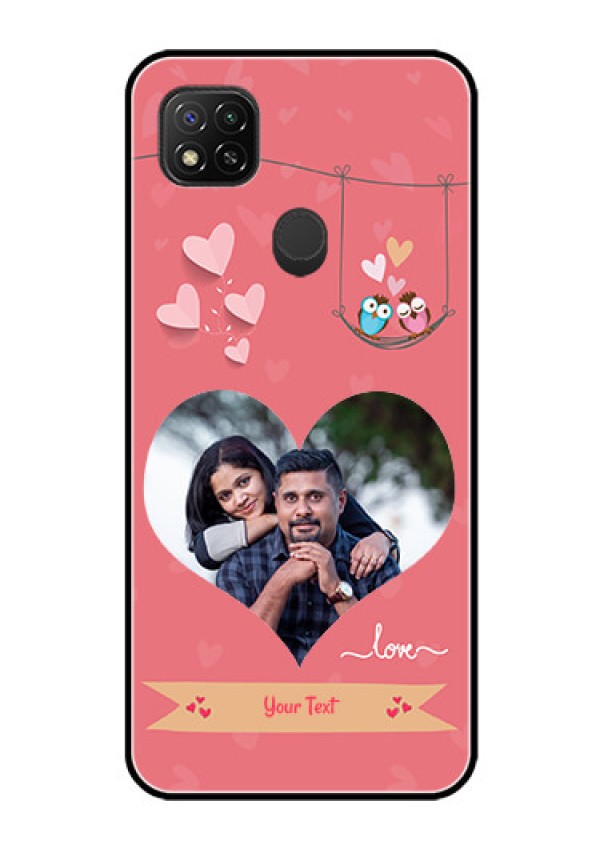 Poco C31 Personalized Glass Phone Case - Peach Color Love Design 