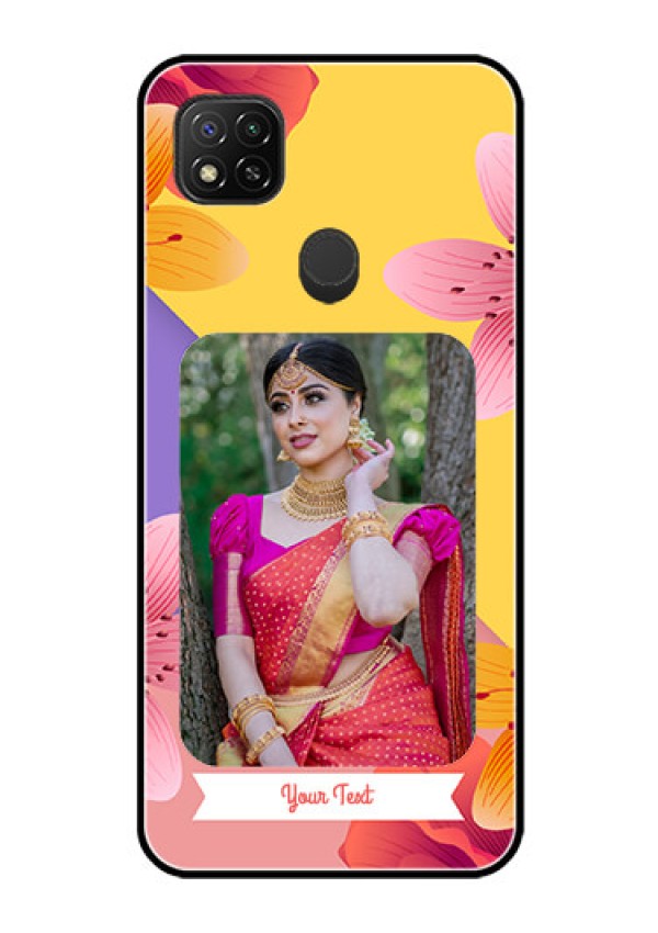Poco C31 Custom Glass Mobile Case - 3 Image With Vintage Floral Design