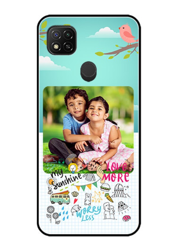 Poco C31 Photo Printing on Glass Case - Doodle love Design