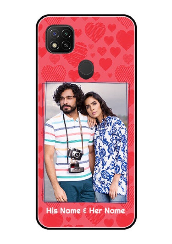 Poco C31 Photo Printing on Glass Case - with Red Heart Symbols Design