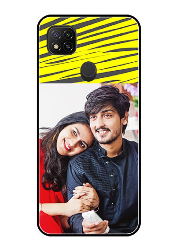 Poco C31 Photo Printing on Glass Case - Yellow Abstract Design
