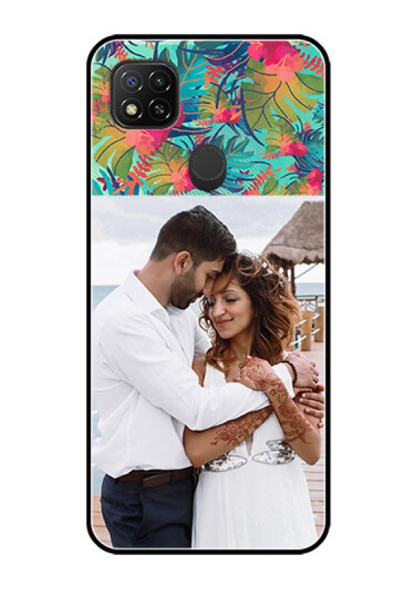 Poco C31 Photo Printing on Glass Case - Watercolor Floral Design