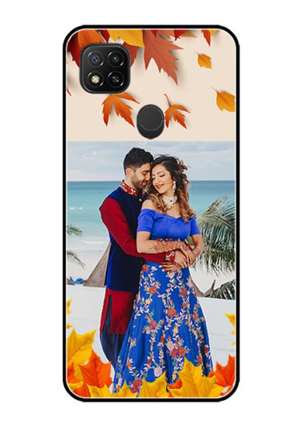 Poco C31 Photo Printing on Glass Case - Autumn Maple Leaves Design