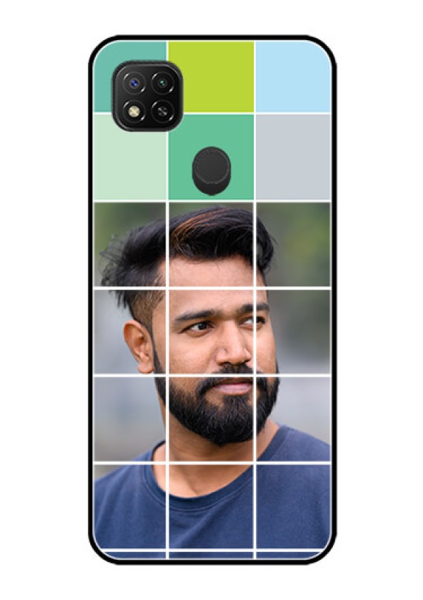 Poco C31 Photo Printing on Glass Case - with white box pattern 