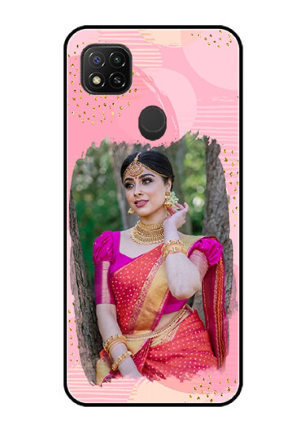 Poco C31 Personalized Glass Phone Case - Gold Glitter Splash Design