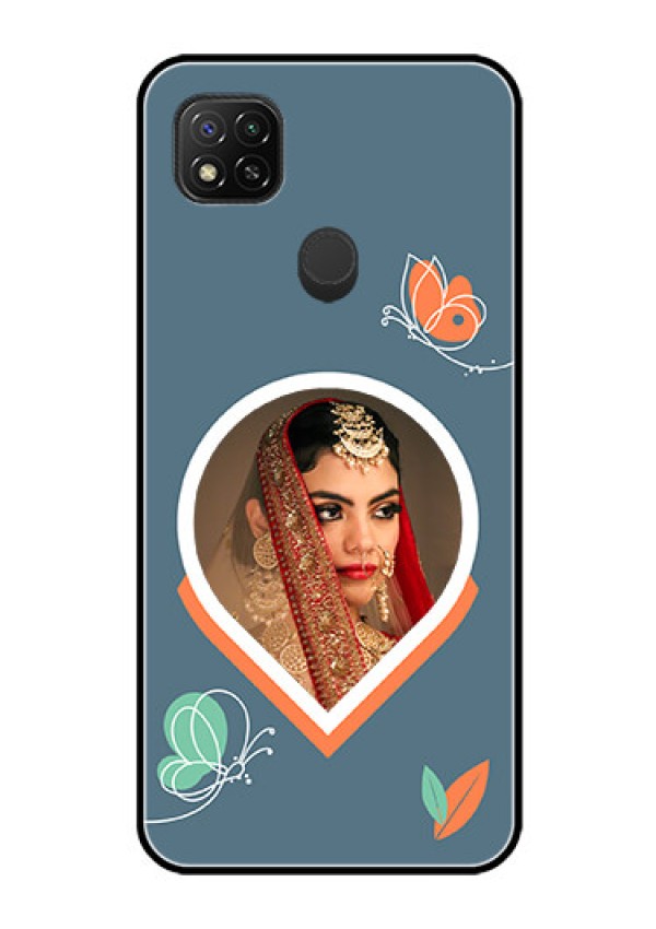 Poco C31 Custom Glass Mobile Case - Droplet Butterflies Design
