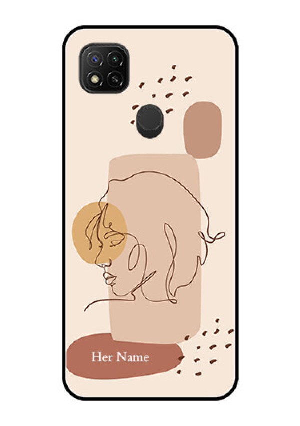 Poco C31 Photo Printing on Glass Case - Calm Woman line art Design