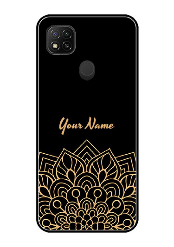 Poco C31 Custom Glass Phone Case - Golden mandala Design