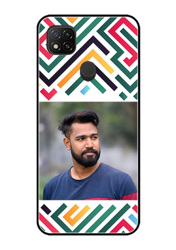 Poco C31 Personalized Glass Phone Case - Colorful Maze Pattern Design