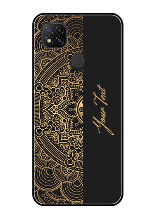 Poco C31 Photo Printing on Glass Case - Mandala art with custom text Design