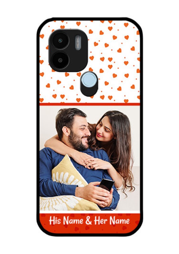 Poco C50 Custom Glass Phone Case - Orange Love Symbol Design