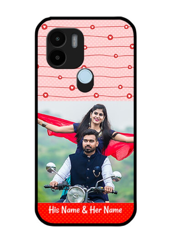 Poco C50 Personalized Glass Phone Case - Red Pattern Case Design