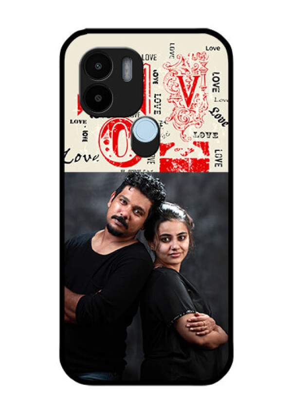 Poco C50 Photo Printing on Glass Case - Trendy Love Design Case