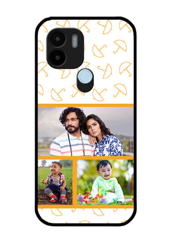 Poco C50 Custom Glass Mobile Case - Yellow Pattern Design