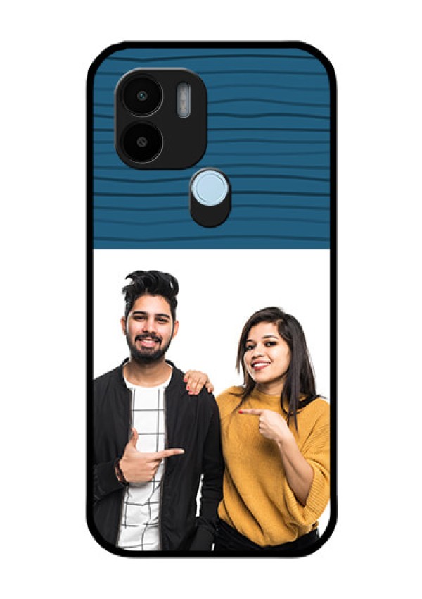 Poco C50 Custom Glass Phone Case - Blue Pattern Cover Design