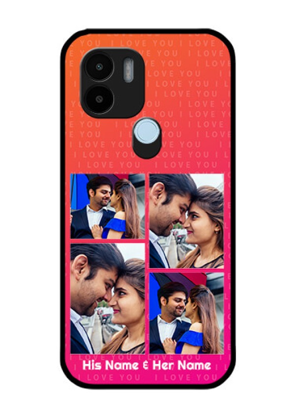 Poco C50 Custom Glass Phone Case - I Love You Pink Design