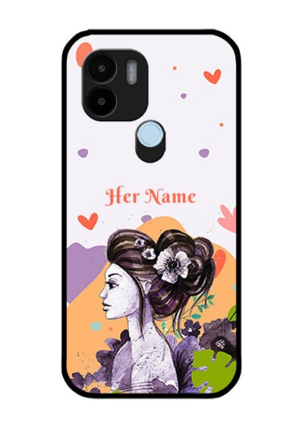 Poco C50 Personalized Glass Phone Case - Woman And Nature Design