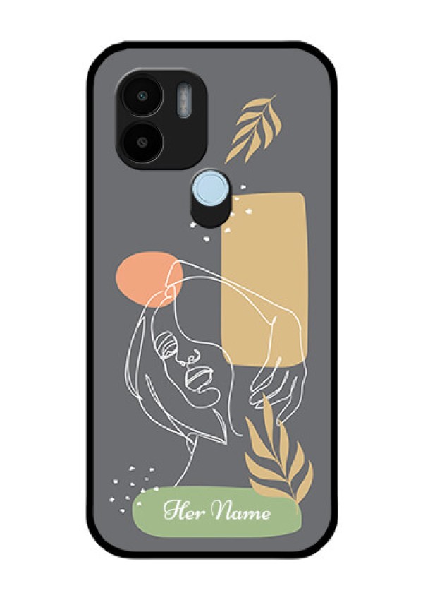Poco C50 Custom Glass Phone Case - Gazing Woman line art Design