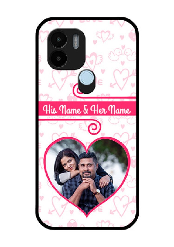 Poco C51 Personalized Glass Phone Case - Heart Shape Love Design
