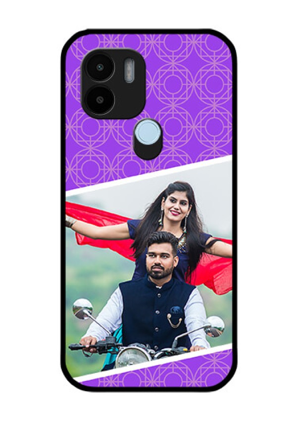 Poco C51 Custom Glass Phone Case - Violet Pattern Design